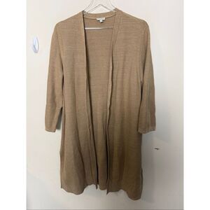 Talbots Gold Metallic Shimmer Open Front Cardigan Duster XL Lightweight Layering